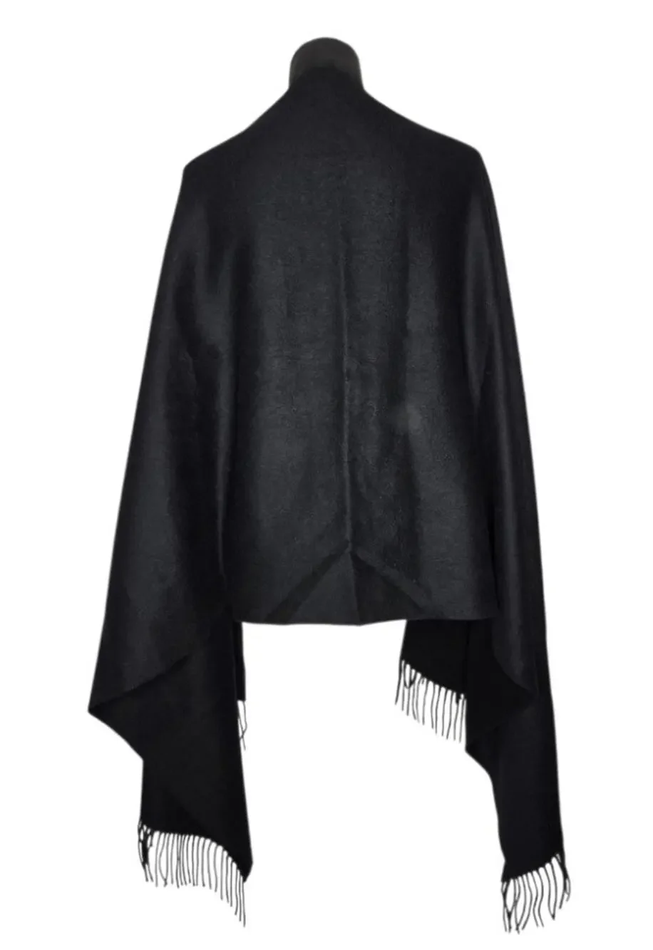 100% Cashmere Oversized Heavyweight Wrap Shawl Fringe Great Britain 76x26 Winter